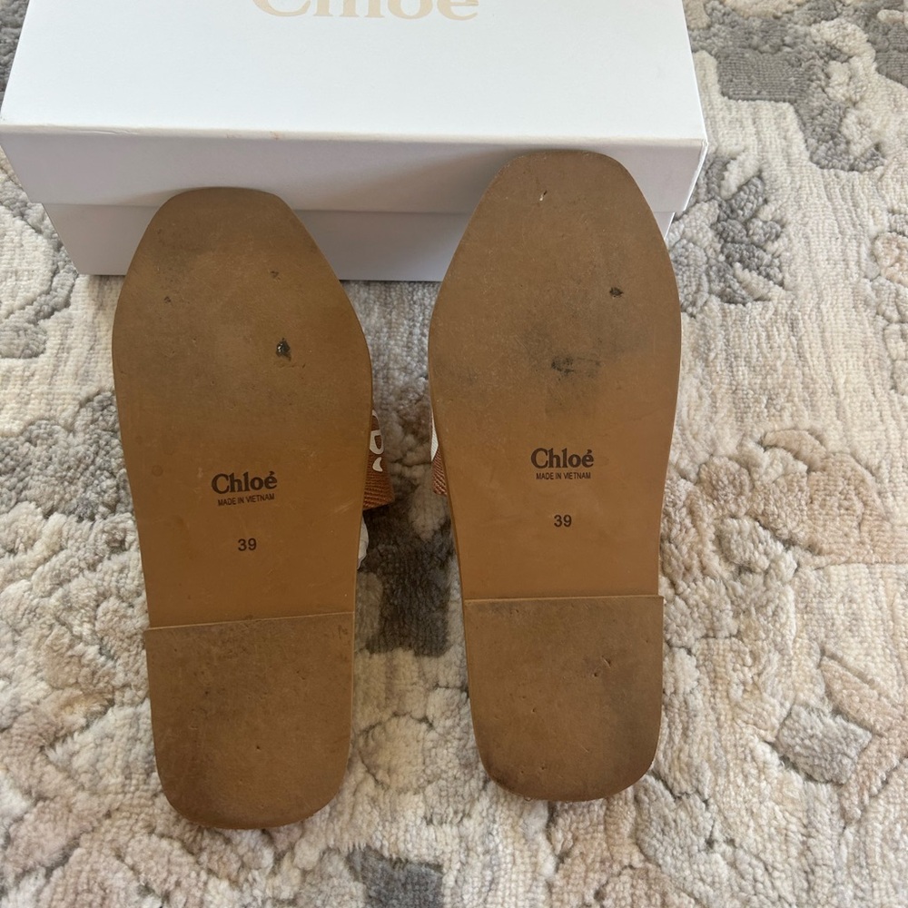 Chloe Woody Logo Sandal Slides in Pink Tea - Picture 2 of 8